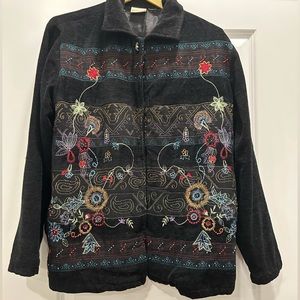 White Stag Embroidered Black Blazer Size Medium